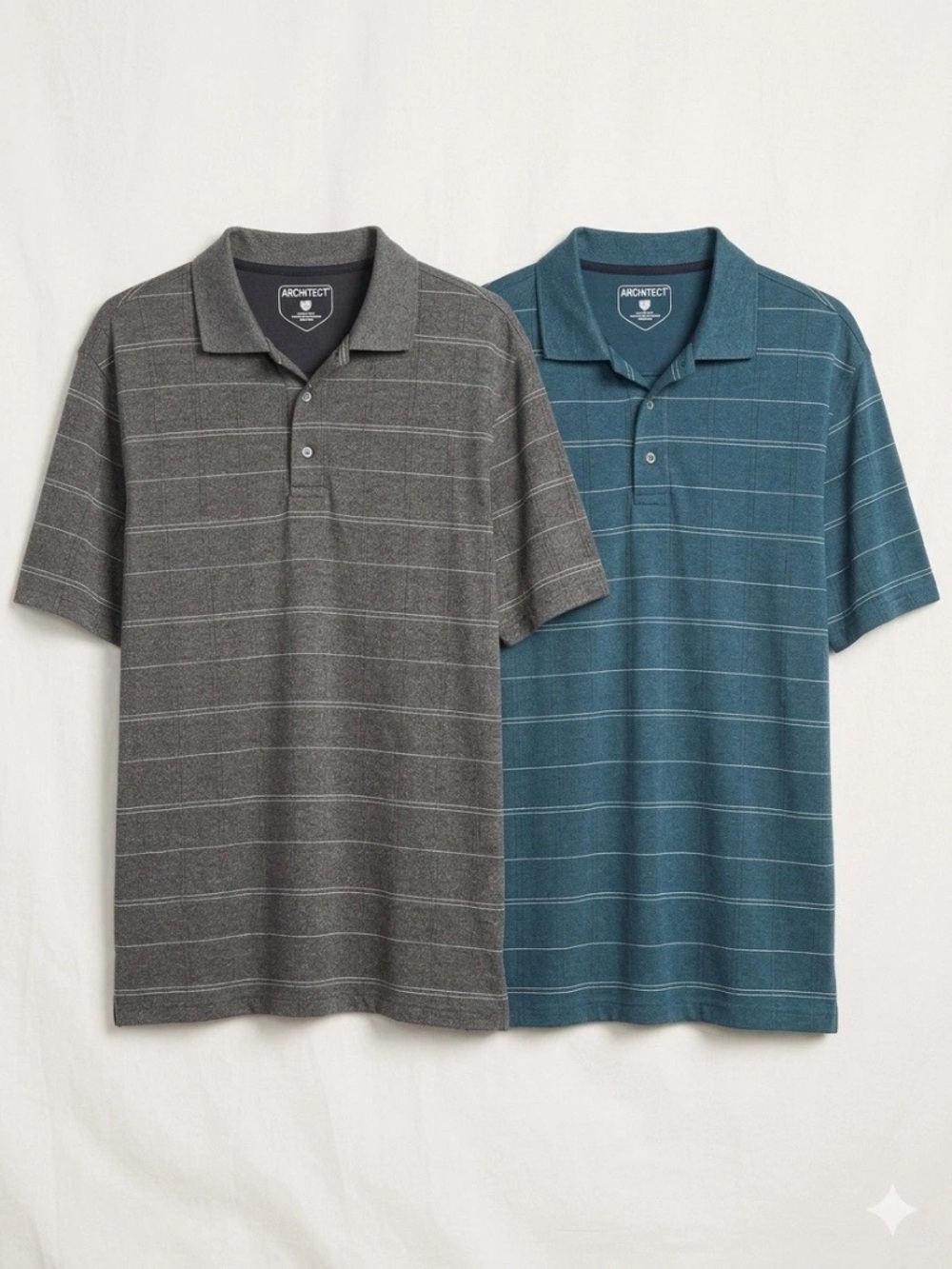 Architect Striped Polo Duo - Gray & Teal Blue